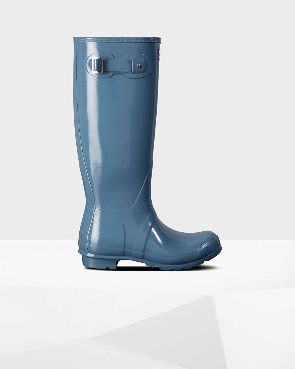 Botas De Agua Mujer - Hunter Original Tall Gloss Azules - NTHEPX-651 - Azules